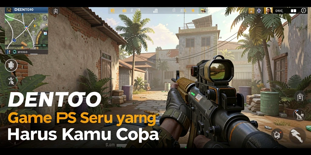 Tampilan gameplay seru DENTOTO dengan aksi FPS yang mendebarkan.