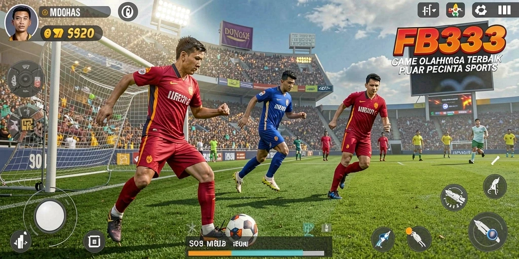 Screenshot gameplay FB333 menampilkan momen seru di lapangan olahraga.
