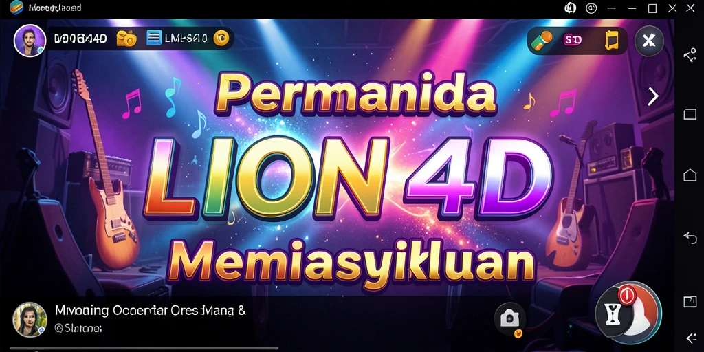 Tampilan gameplay LION4D yang penuh warna dengan musik yang menarik.