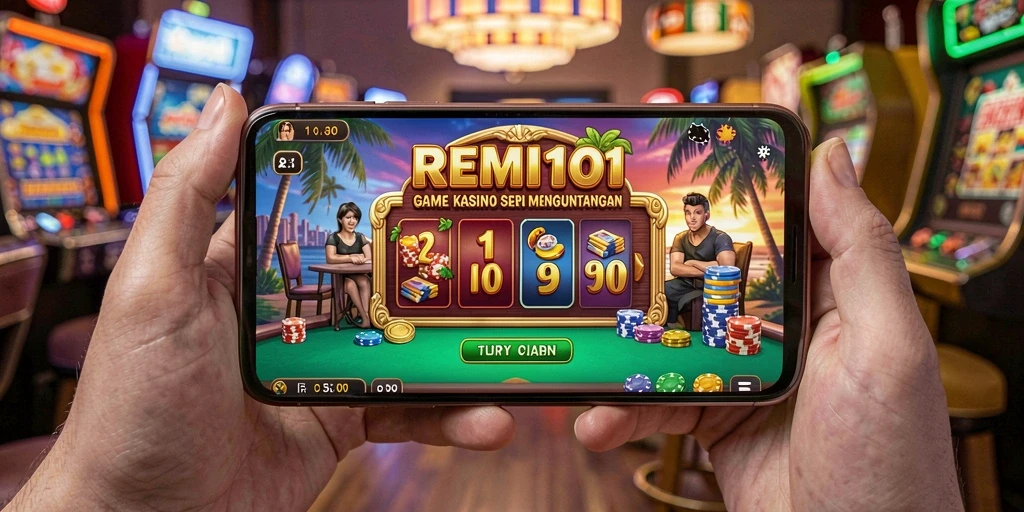 Tampilan gameplay menarik dari REMI101 dengan fitur kasino yang menyenangkan.