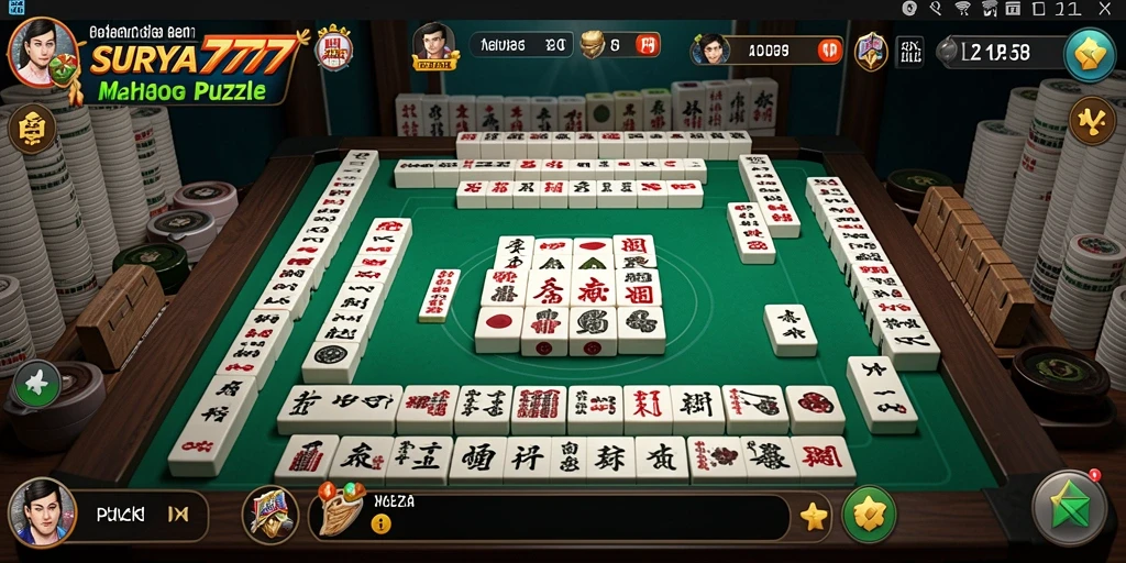 Screenshot SURYA777 menampilkan gameplay Mahjong yang seru dan penuh tantangan.